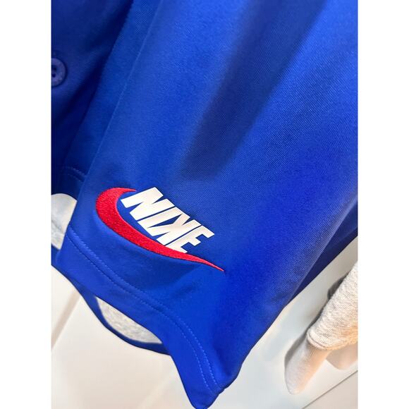 Nike Dri-Fit Mens Royal Chicago Cubs Jersey Button-Up Hoodie Blue Gray SZ Medium - Picture 6 of 15